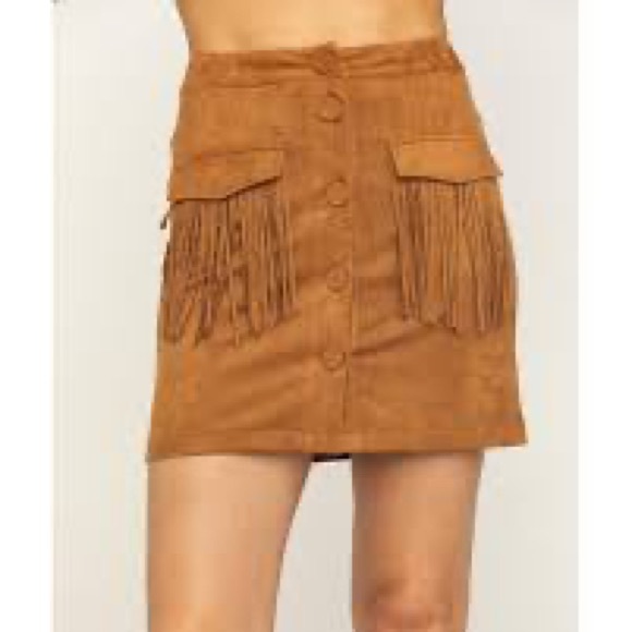 Flying Tomato Boho Fringe Faux Pockets Skirt - Picture 3 of 5